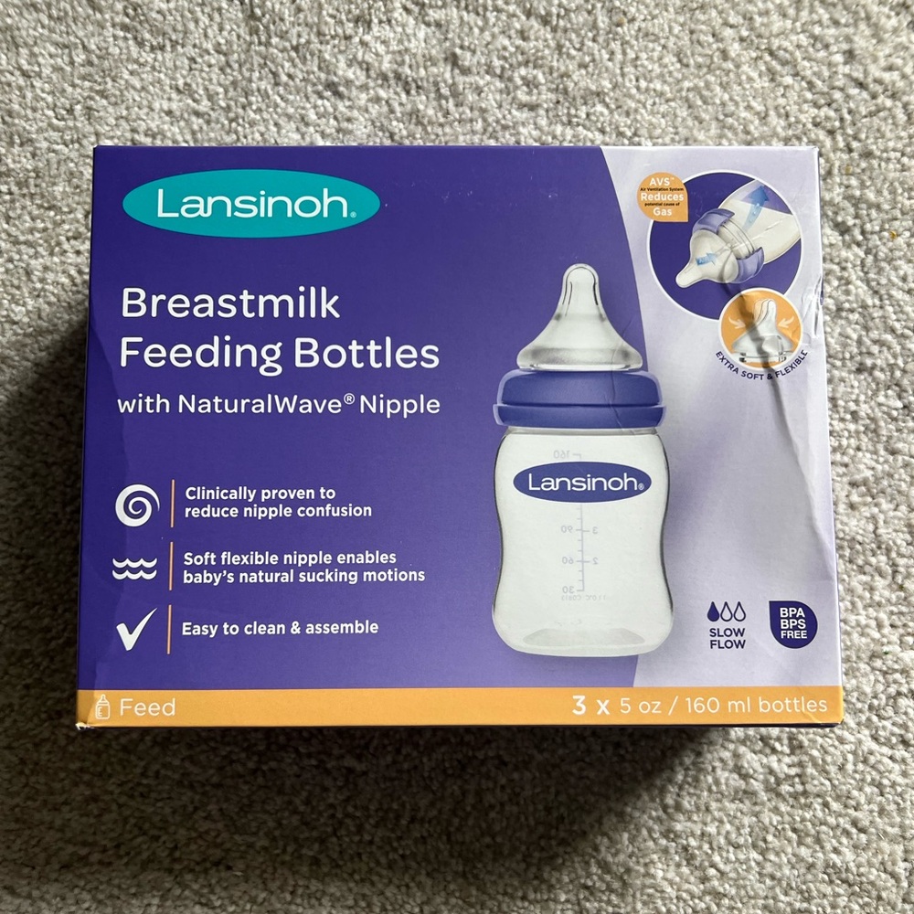 NIB Lansinoh Breastmilk Feeding Bottles with NaturalWave Nipple